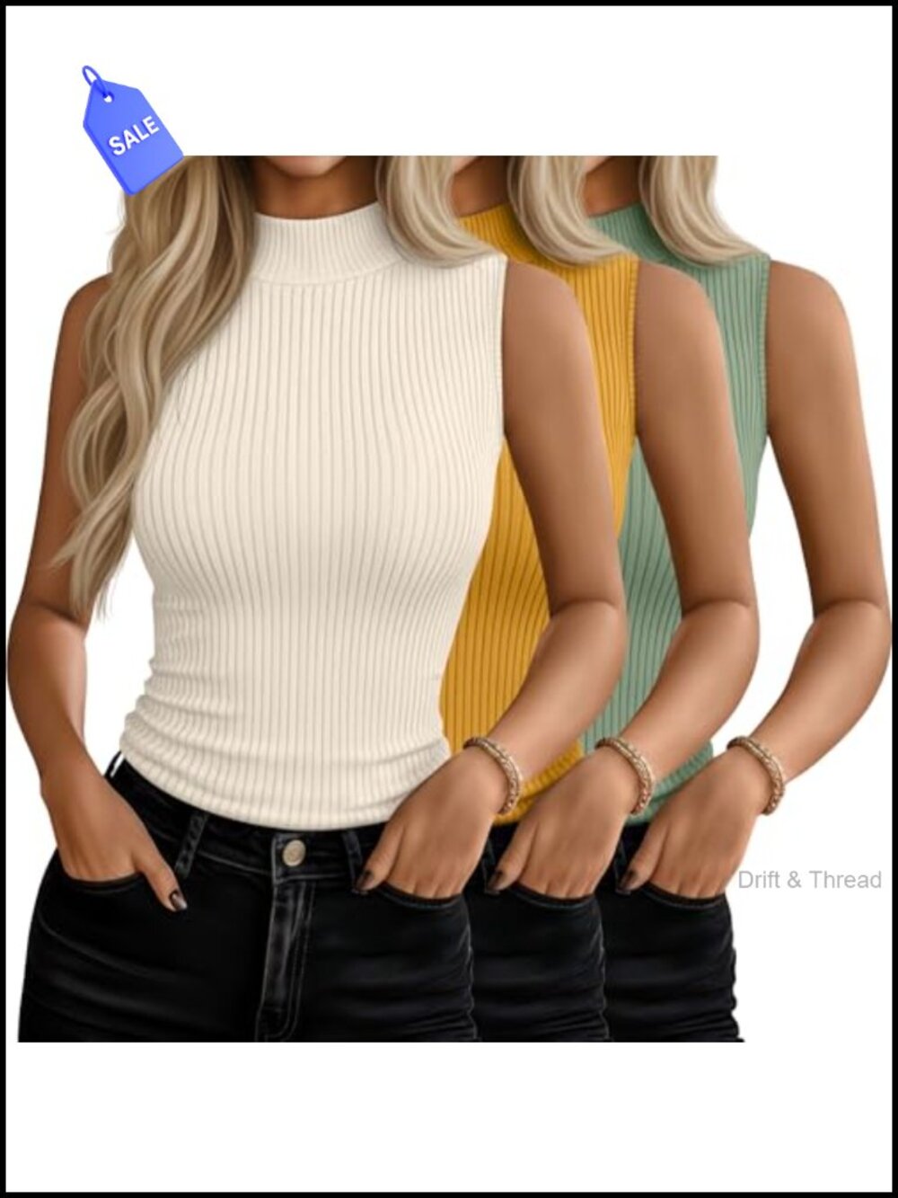 3 Pack Womens Mock Turtleneck Tank Tops Sleeveless Slim Fit Rayon Spandex
